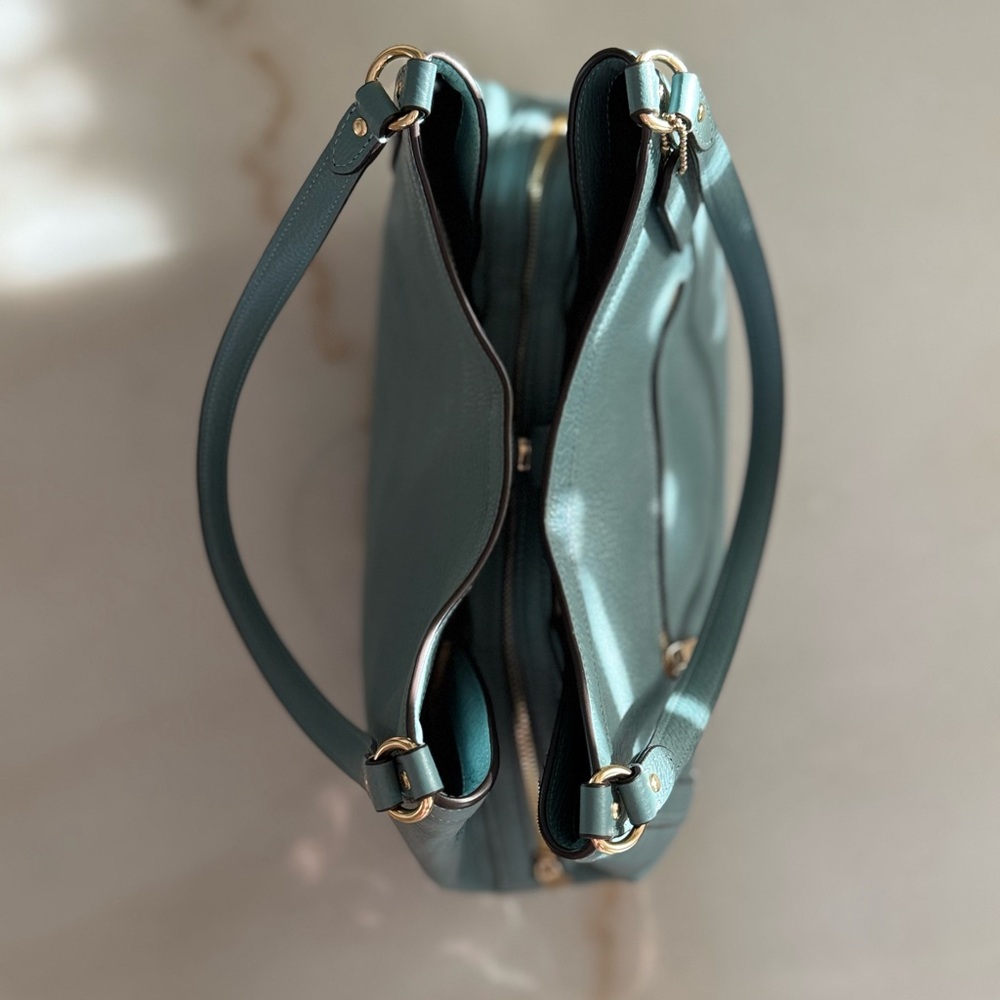 Coach Kristy Shoulder Bag Blue Textured Pebble Leather $478 - Picture 7 of 15
